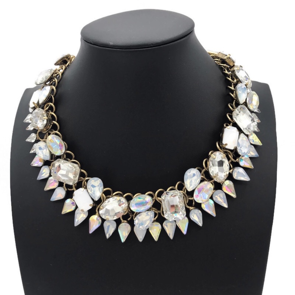 Statement Collar Necklace Large Rhinestone Gold - image 1